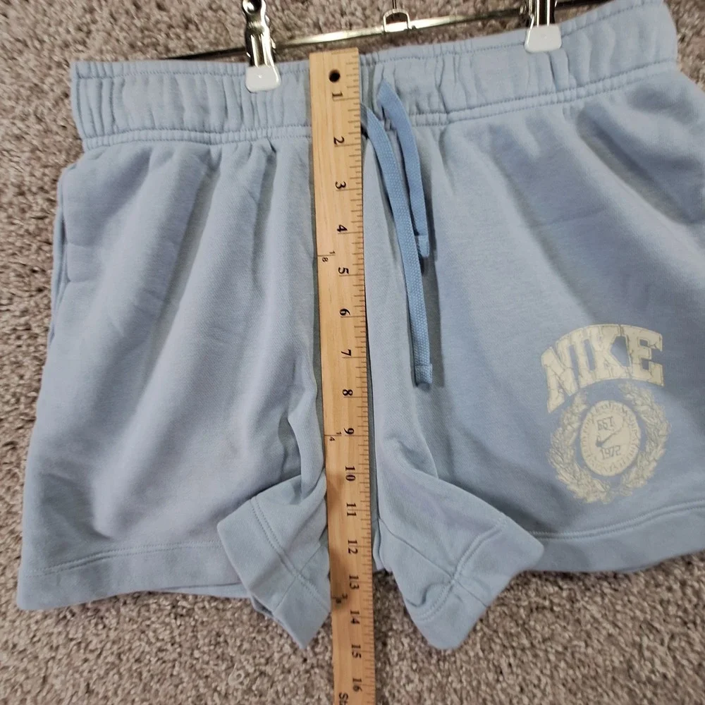 Nike Shorts Womens S Blue Sportswear Gym EST 1972 Logo Sporty Casual